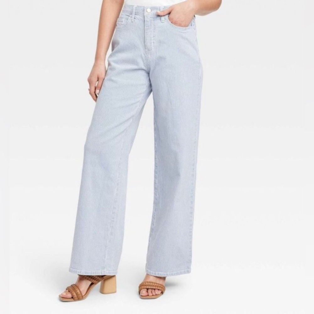 Universal thread pinstriped relaxed wise leg jeans
